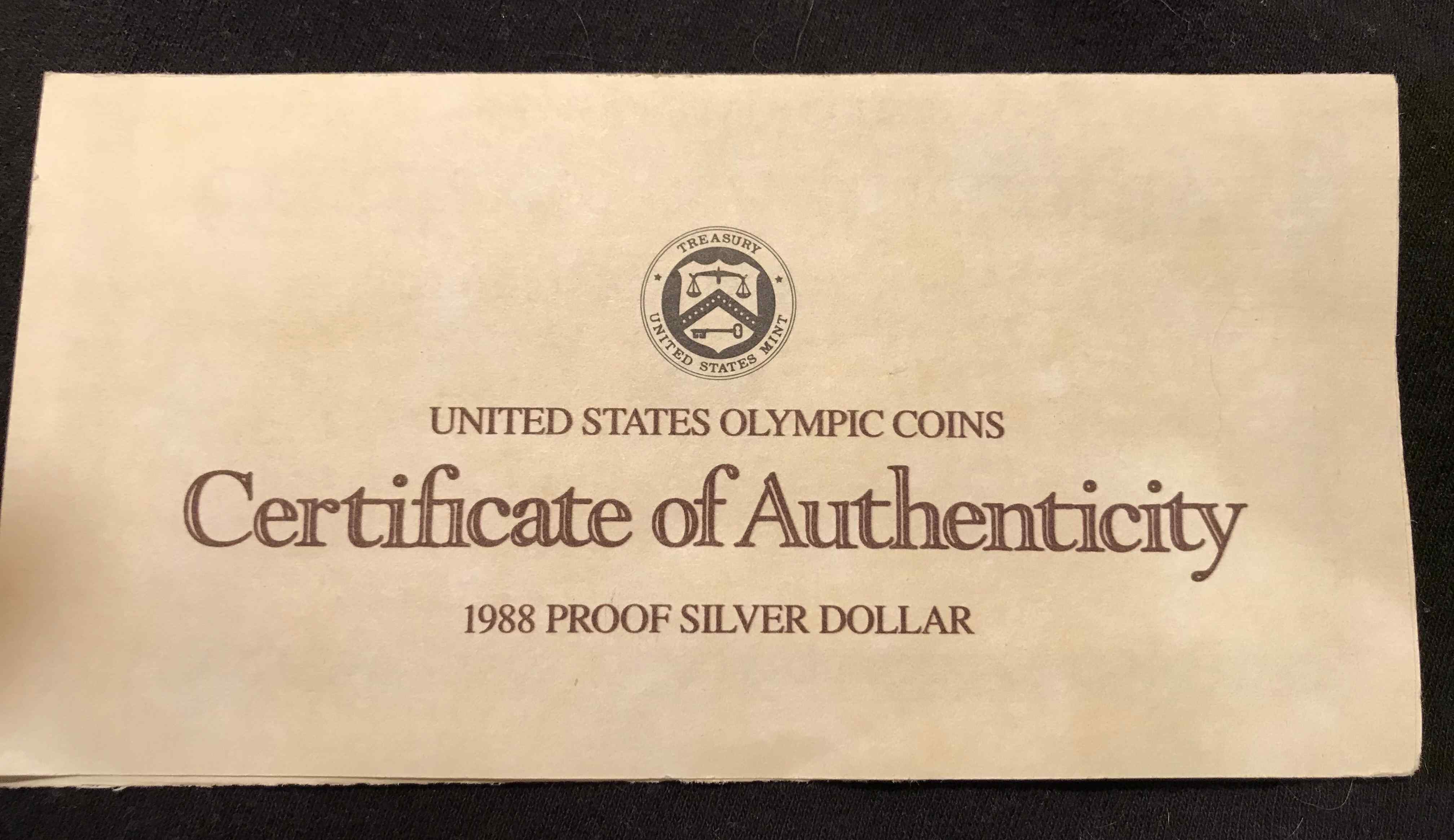 United-States-Mint-1988-Olympic-Coin---Proof-Doc.-In-A-Box-Inside-Boxes!!