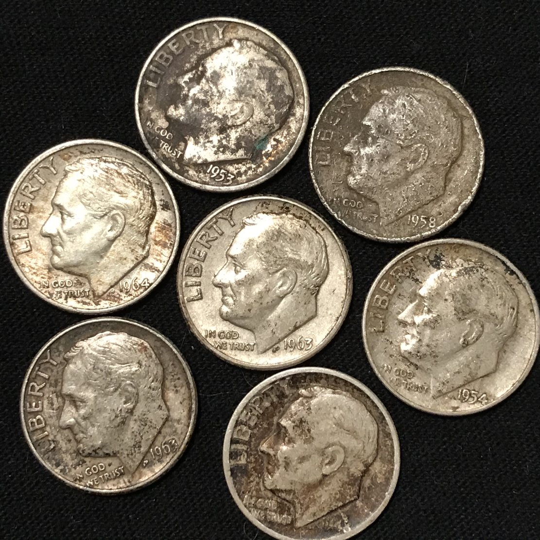 Found---7-Dimes-With-Dates-1964---1948-And-3-Quarters-1964/1956/1952