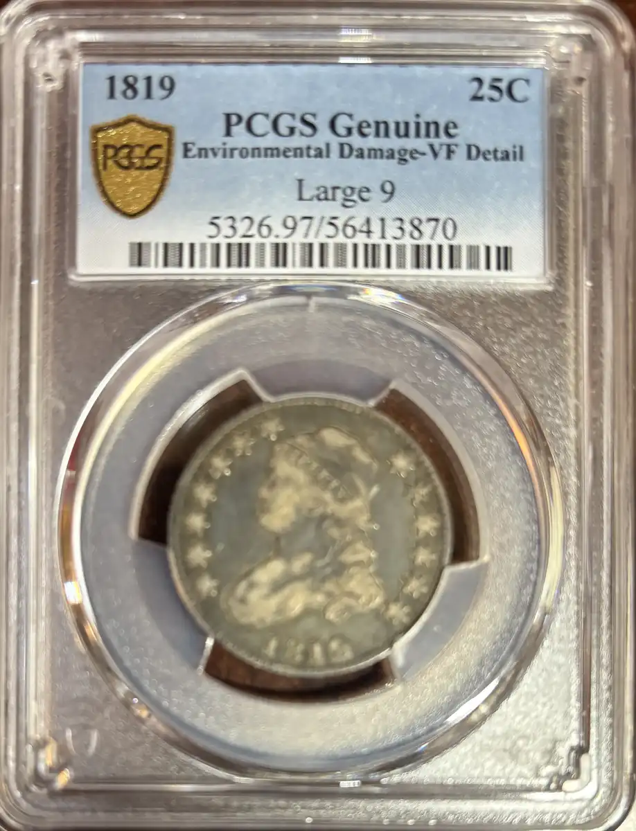 1819-25cent-PCGS-Genuine-VF-Detail