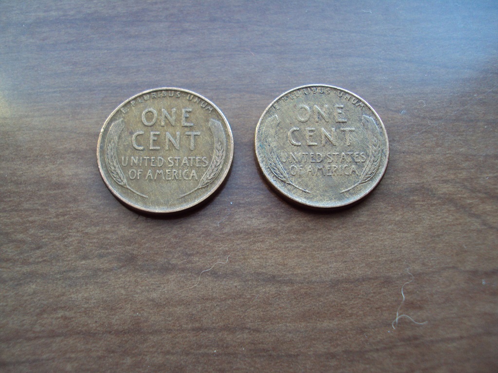 1936-And-1942-Wheat-Cent-Off-Color