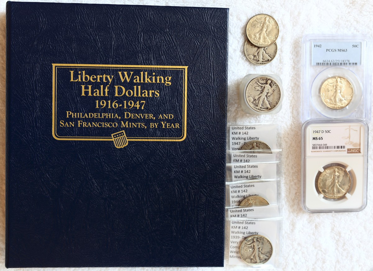 A-Set-Of-Walking-Liberties-In-A-Whitman-Album.