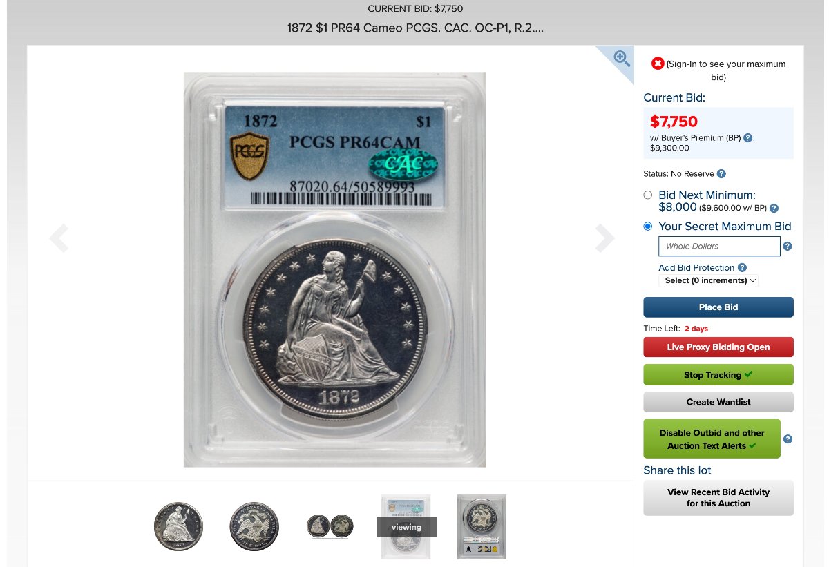 1872-Seated-Dollar-PCGS-PR-64CAM-With-And-Without-A-CAC-Sticker