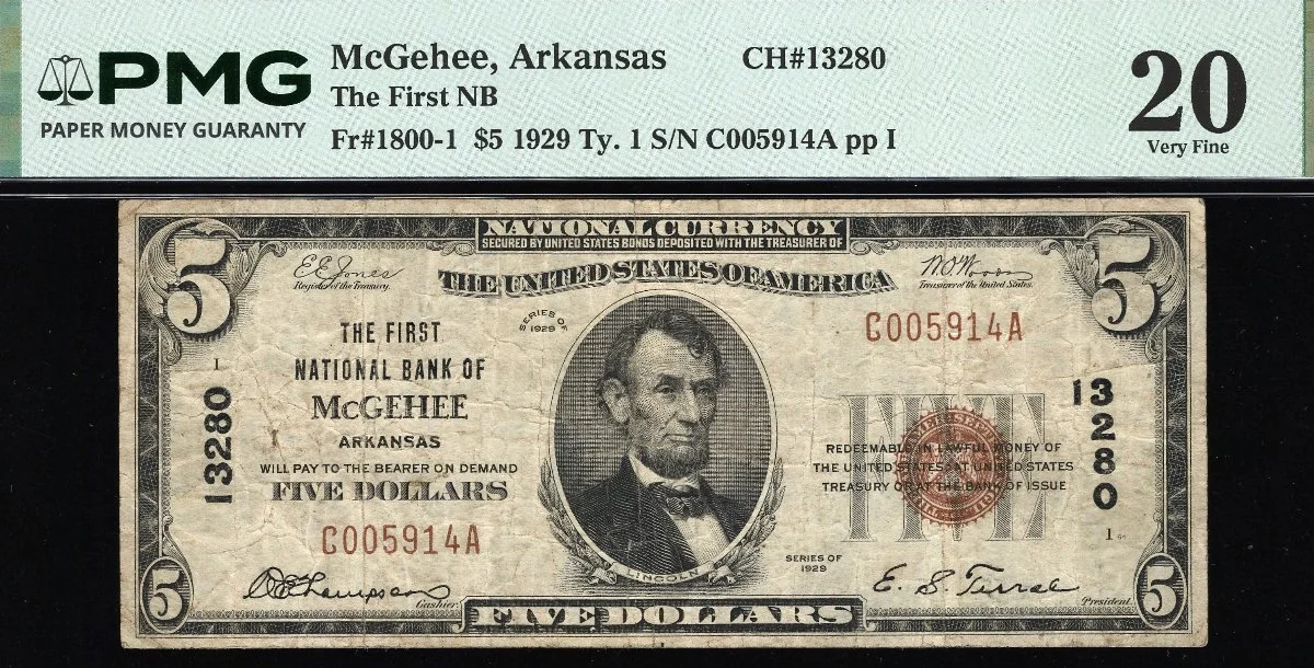 Two-1929-Type-1-$5-Nbn's-From-The-Same-Charter-With-Different-Overprinting-Plates