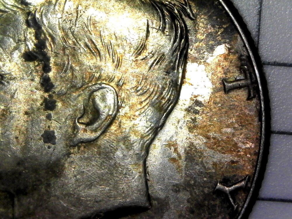 1964-Half-Dollar-Strange-Features-Toning-And-Square-Rim