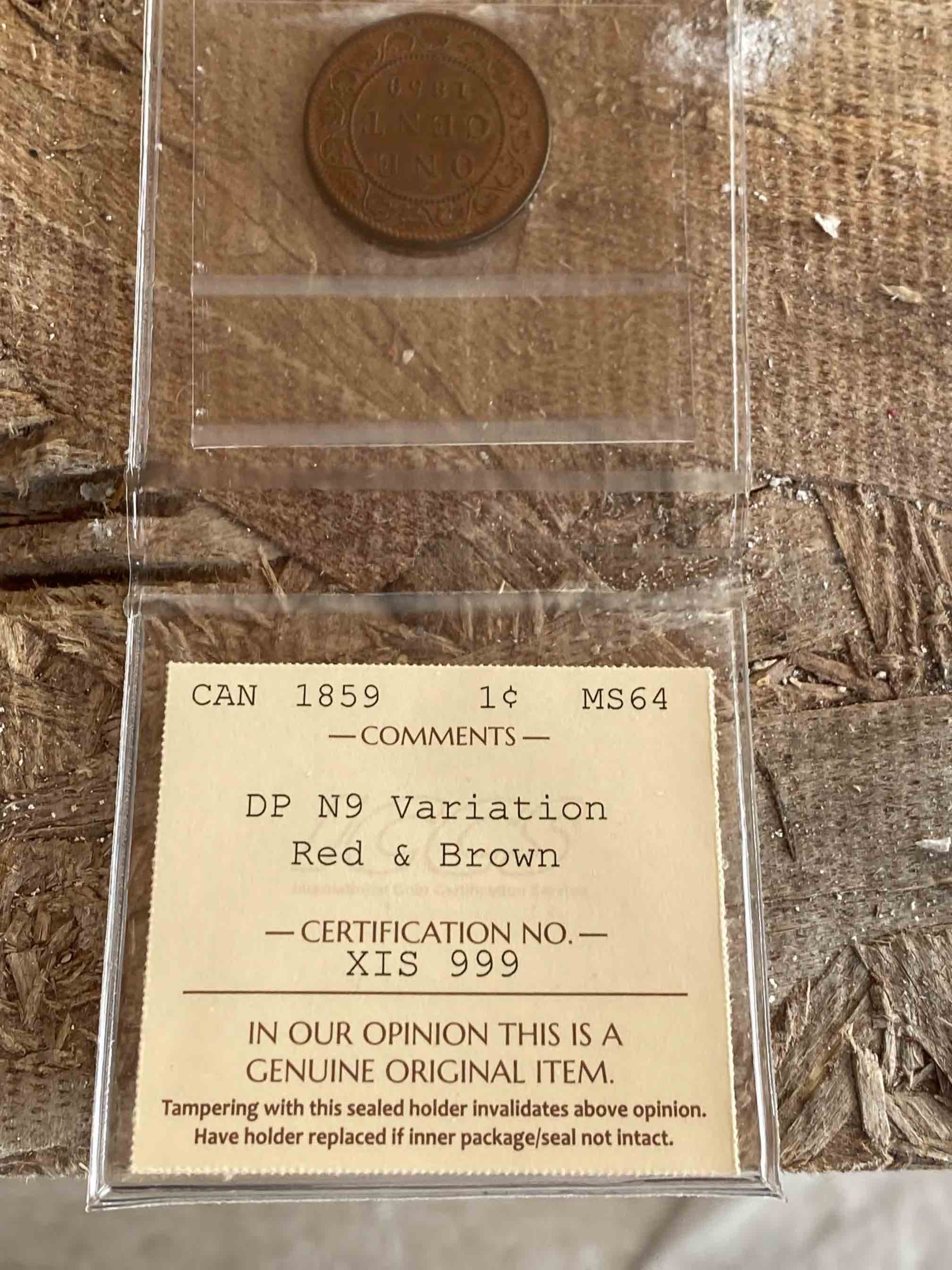 1859-Dp-N9-Variation-Of-#4-One-Cent-1�-Also-Double-8-And-Double-5-ICCS-MS-64