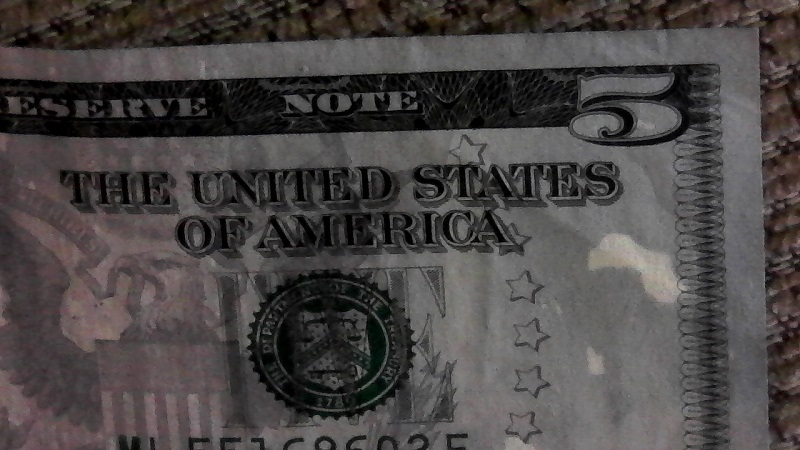 2013-Five-Dollar-Bill,-Possible-Ink-Error-Or-Stain?