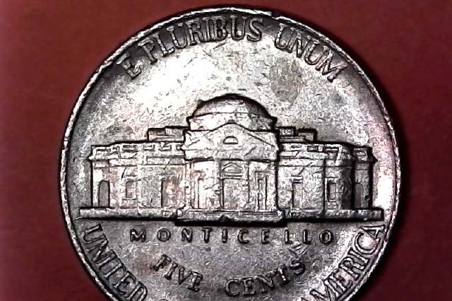 1993-P-Jefferson-Nickel---Die-Chip-Or-PMD?-2-Smal-Gouges