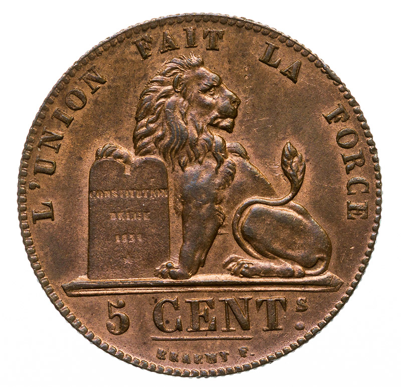 5-Centimes-1850-Belgium.-Dispute