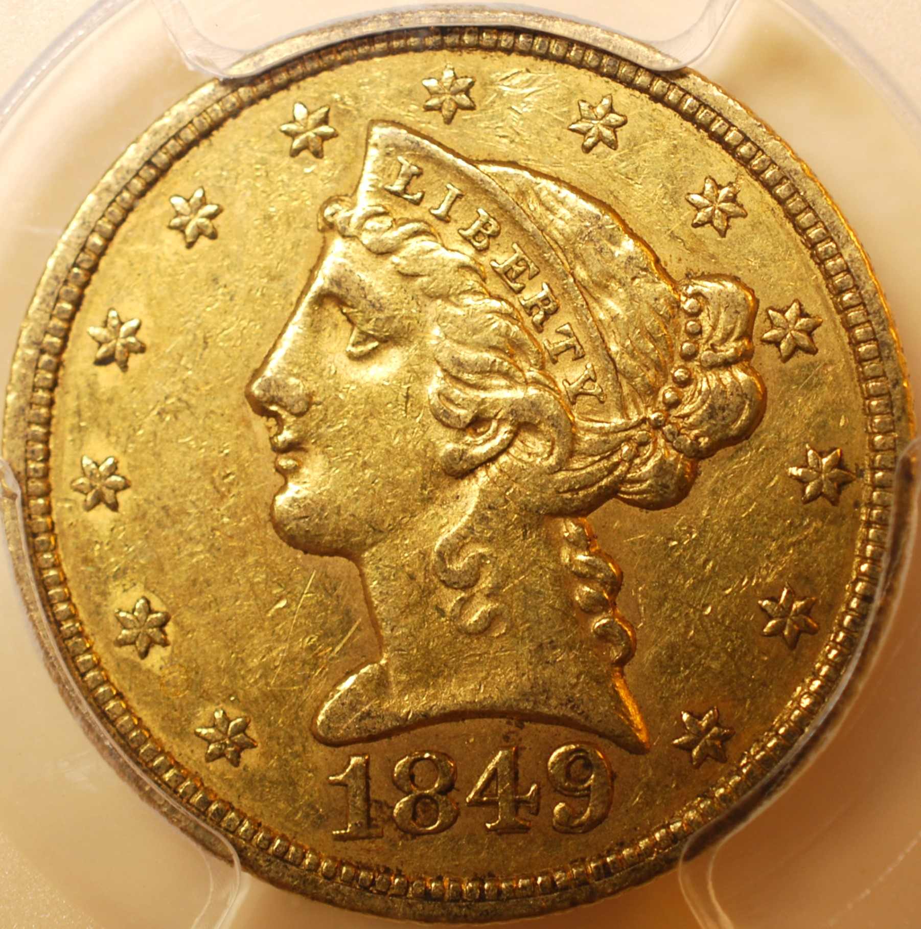 Another-Liberty-Half-Eagle:--1849-In-PCGS-Slab