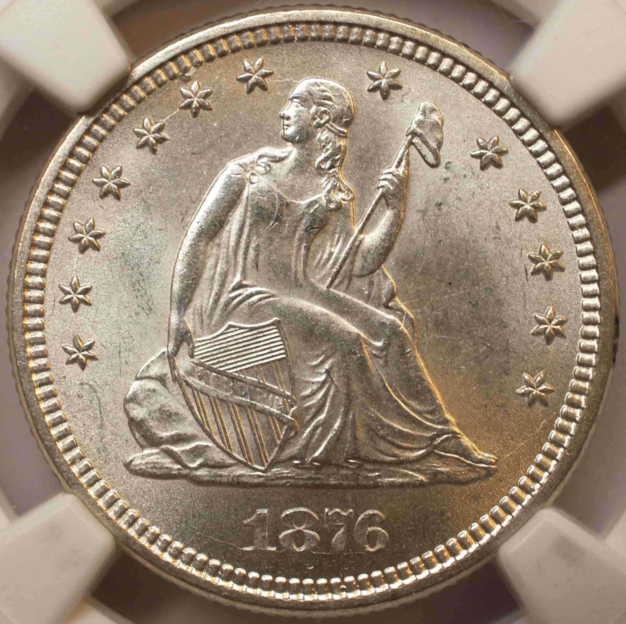 1876-Seated-Liberty-Quarter,-NGC-Graded