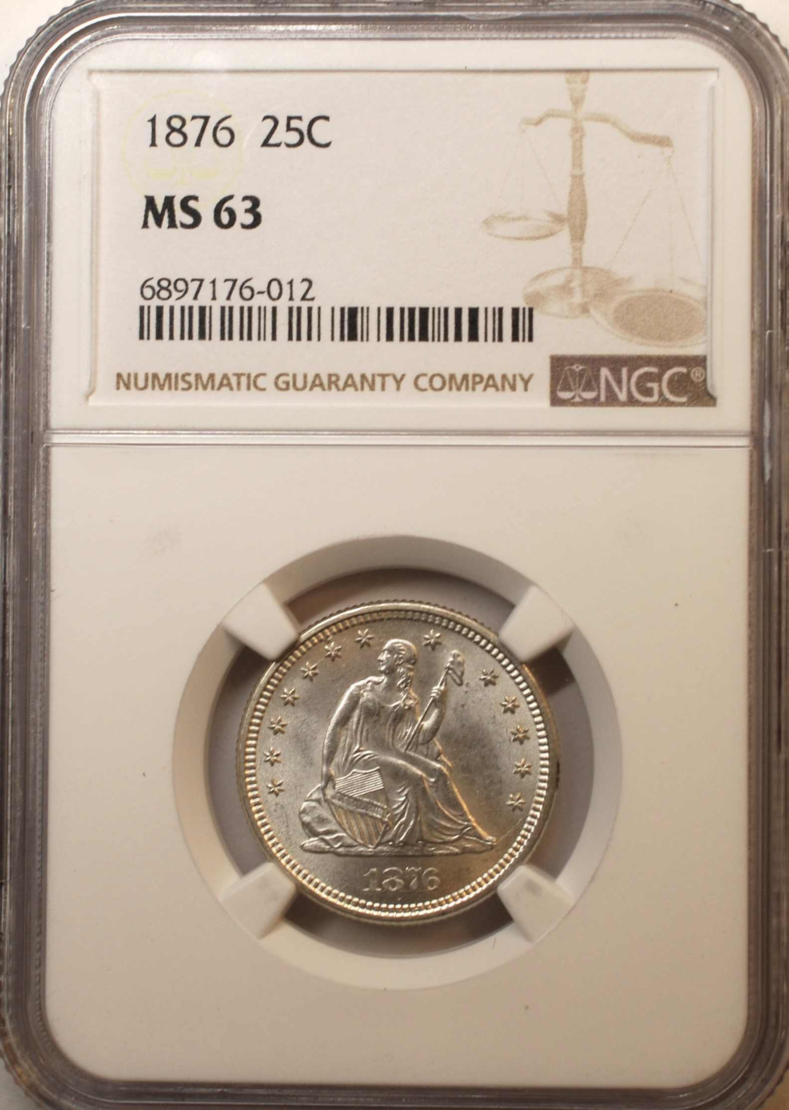 1876-Seated-Liberty-Quarter,-NGC-Graded