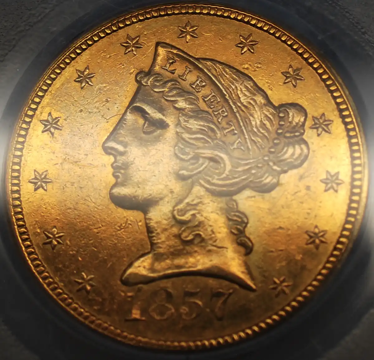 1857-S-Gold-Half-Eagle:--PCGS-Graded