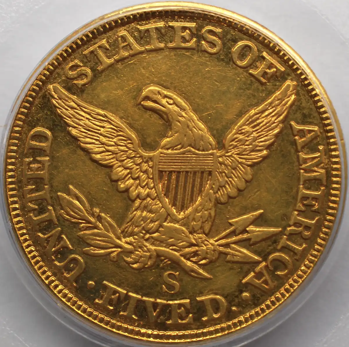 1857-S-Gold-Half-Eagle:--PCGS-Graded
