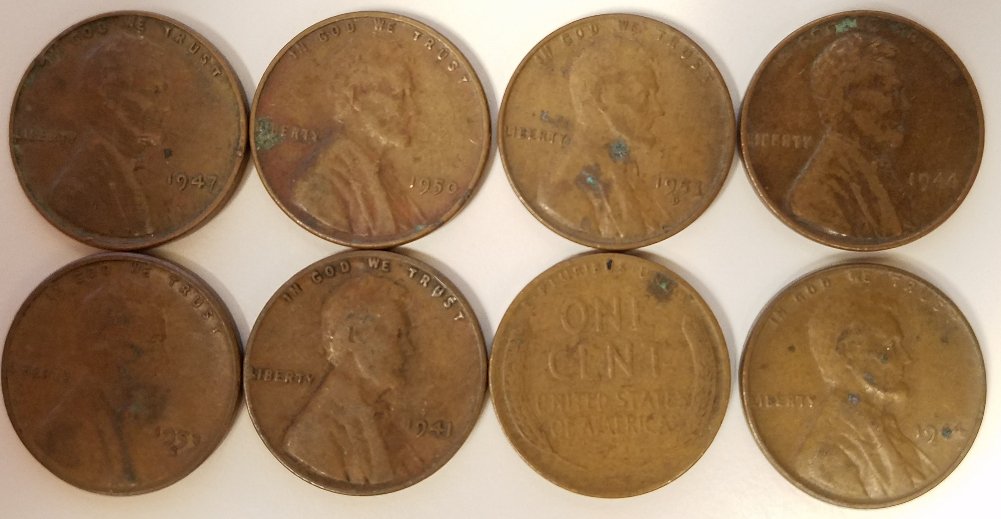 Wheat-Cents-With-Environmental-Damage..