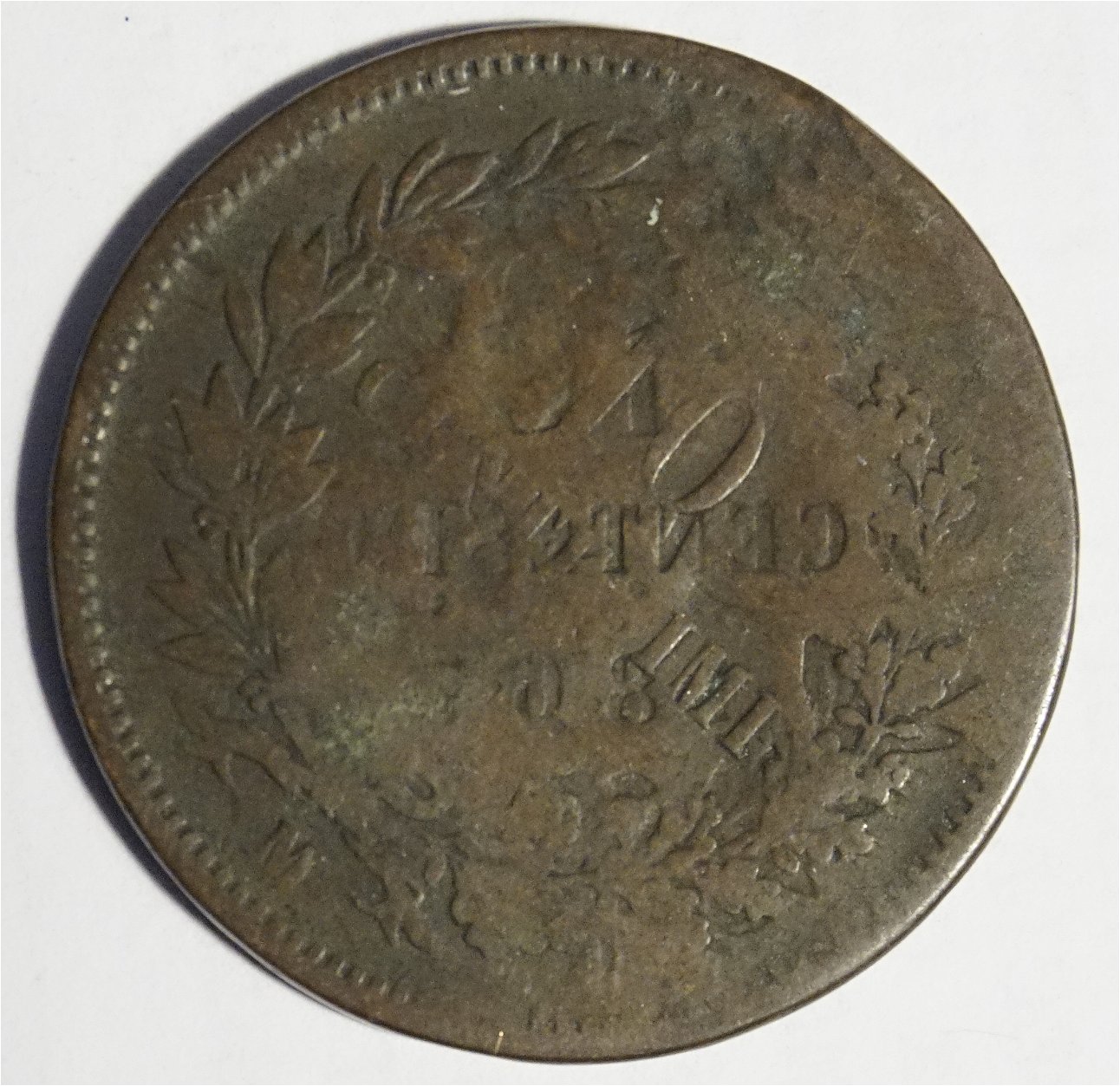 Italy-10-Centesimi-1866-M-Overstrike