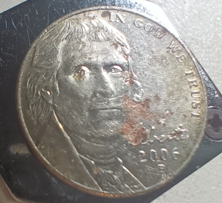 2006-P-Nickel-With-Shiny-Copper-Showing-On-Obverse,-Reverse-And-Edge.