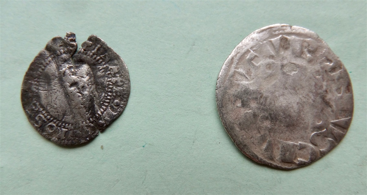 Two-Coins,-Possibly-Old-English.-1600's-Perhaps-?-Id:-16th-Century-England-And-13th-Century-France