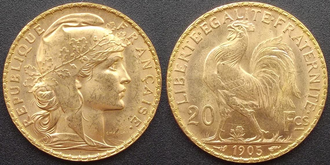 20-Francs-Marianne,-Coq,-1905