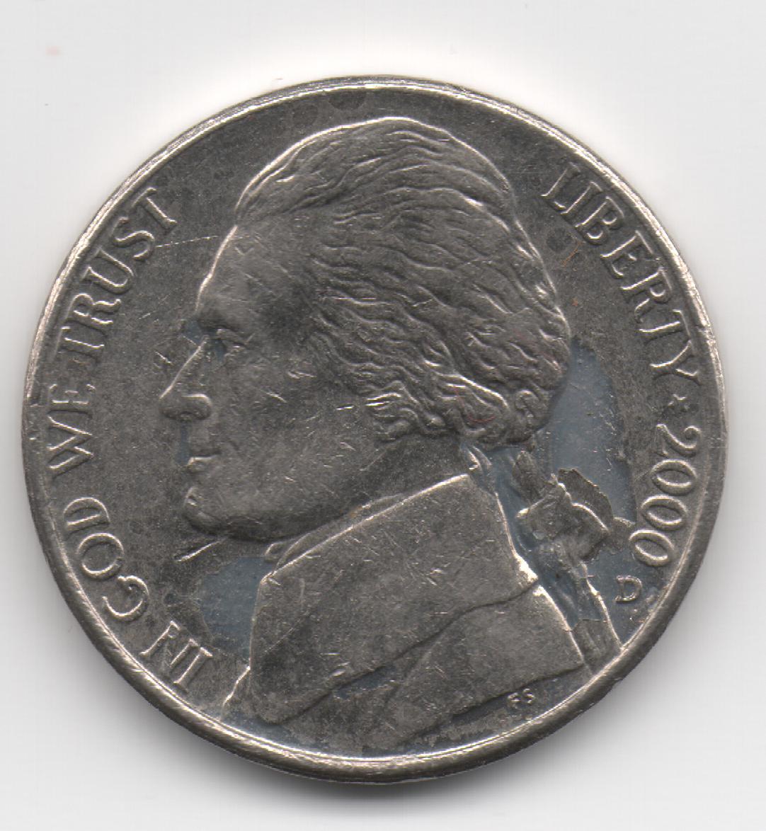 2000-D-Nickel-With-Strike/Die-Error?-Or-Glue/Residue-?