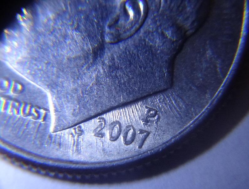 2007-P-Dime-With-Double-Lettering-&-