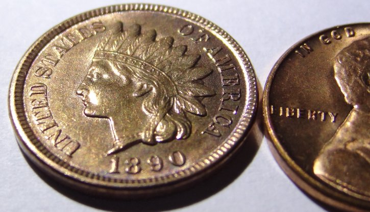 1890-Indian-Head-Cent,-Cleaned/Polished-Or-Slab-Worthy?