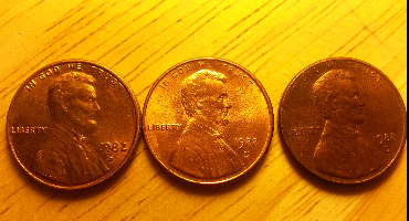 1982-D-&-2-1988-D-Pennies-Die-Issues-On-Obverse