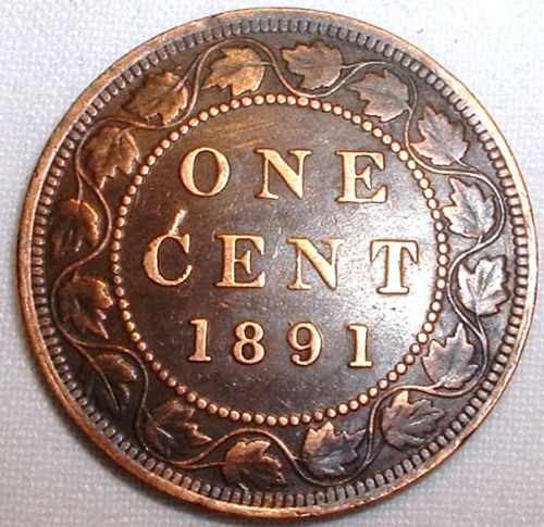 Canada-1891-Large-Cent-Die-Crack-/-Chip-On-C