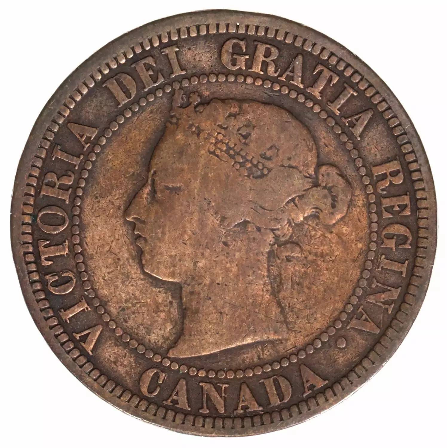 1881-H-Vicky-Cent,-Double/Triple-Re-Punched-Letters-On-Obverse