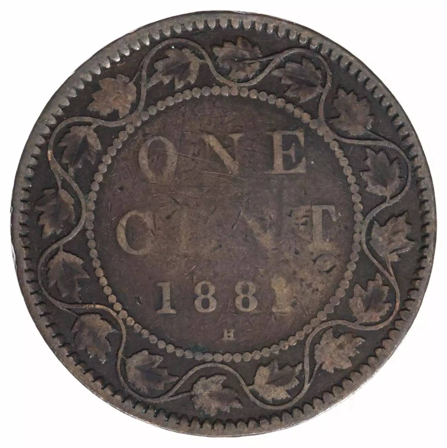 1881-H-Vicky-Cent,-Double/Triple-Re-Punched-Letters-On-Obverse