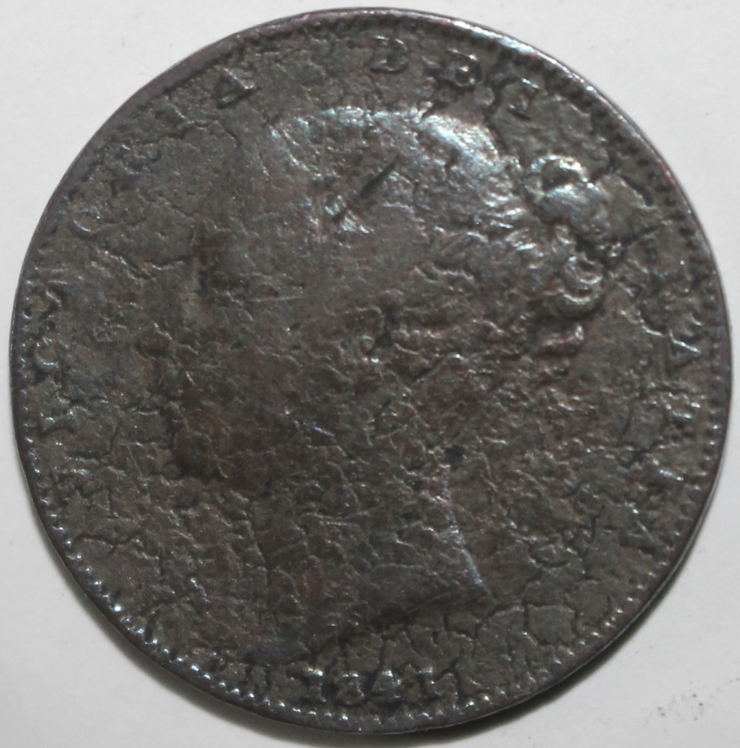 1841-United-Kingdom-Farthing---Surface-Cracking