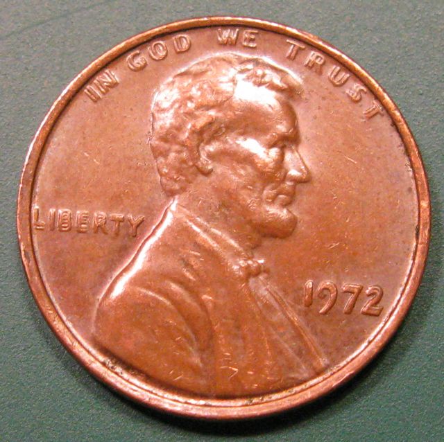 1972-P-1-DO-001-Lincoln-Memorial-Cent-Found-In-A-Roll