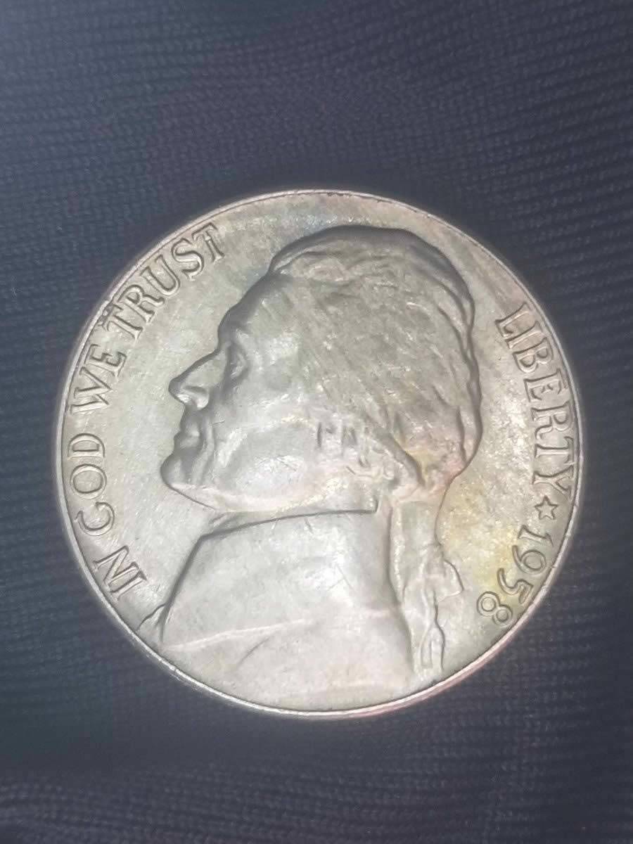 1958-Rnbow-Toned-MS?-Nickel-And-Full-Steps-Found-In-A-Bkroll