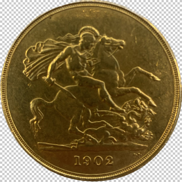 Large-36mm-Diameter-40-Gram-Coin,-Gold-Id:-1902,-5-Pounds-From-Great-Britain