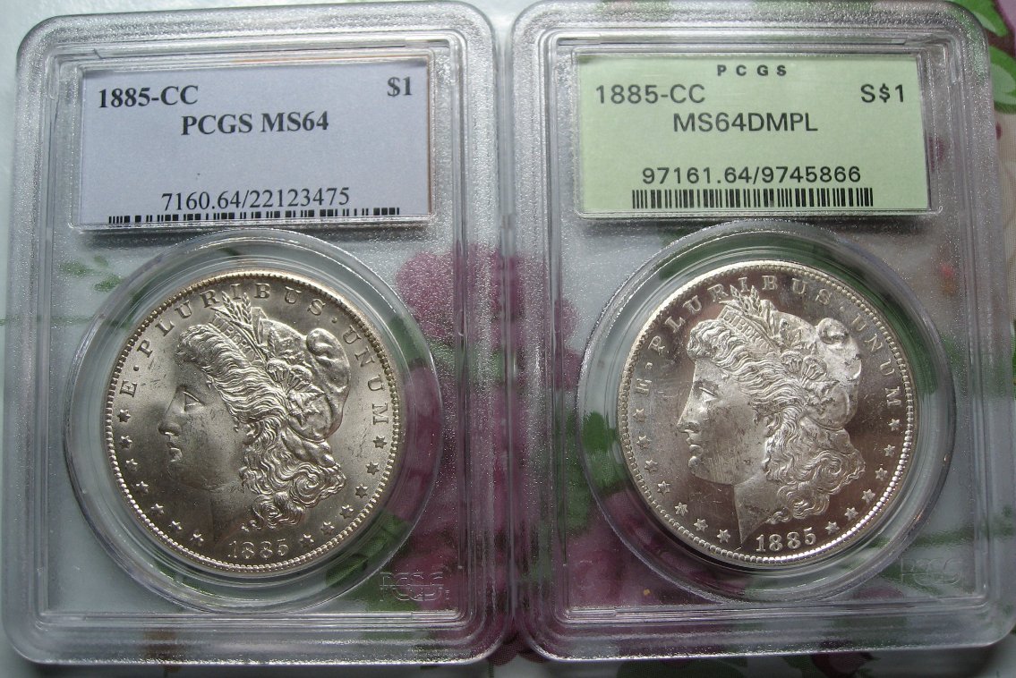 GTG-...-A-Pair-Of-PCGS-Graded-1885-CC-Morgan-Dollars