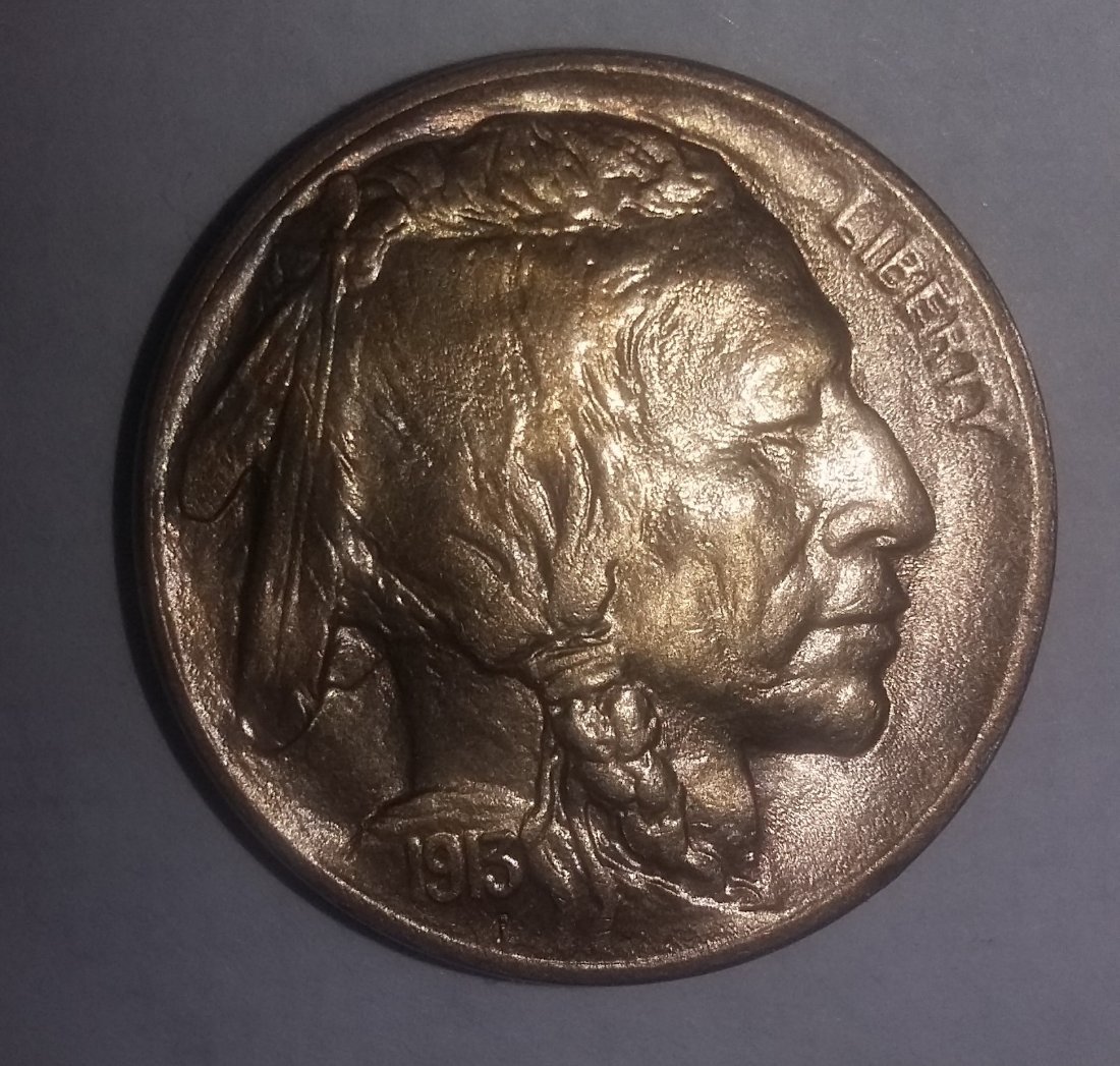 For-Grading-A-1913-Type-1-Buffalo,-Odd-Toning-From-Old-Coin-Flip