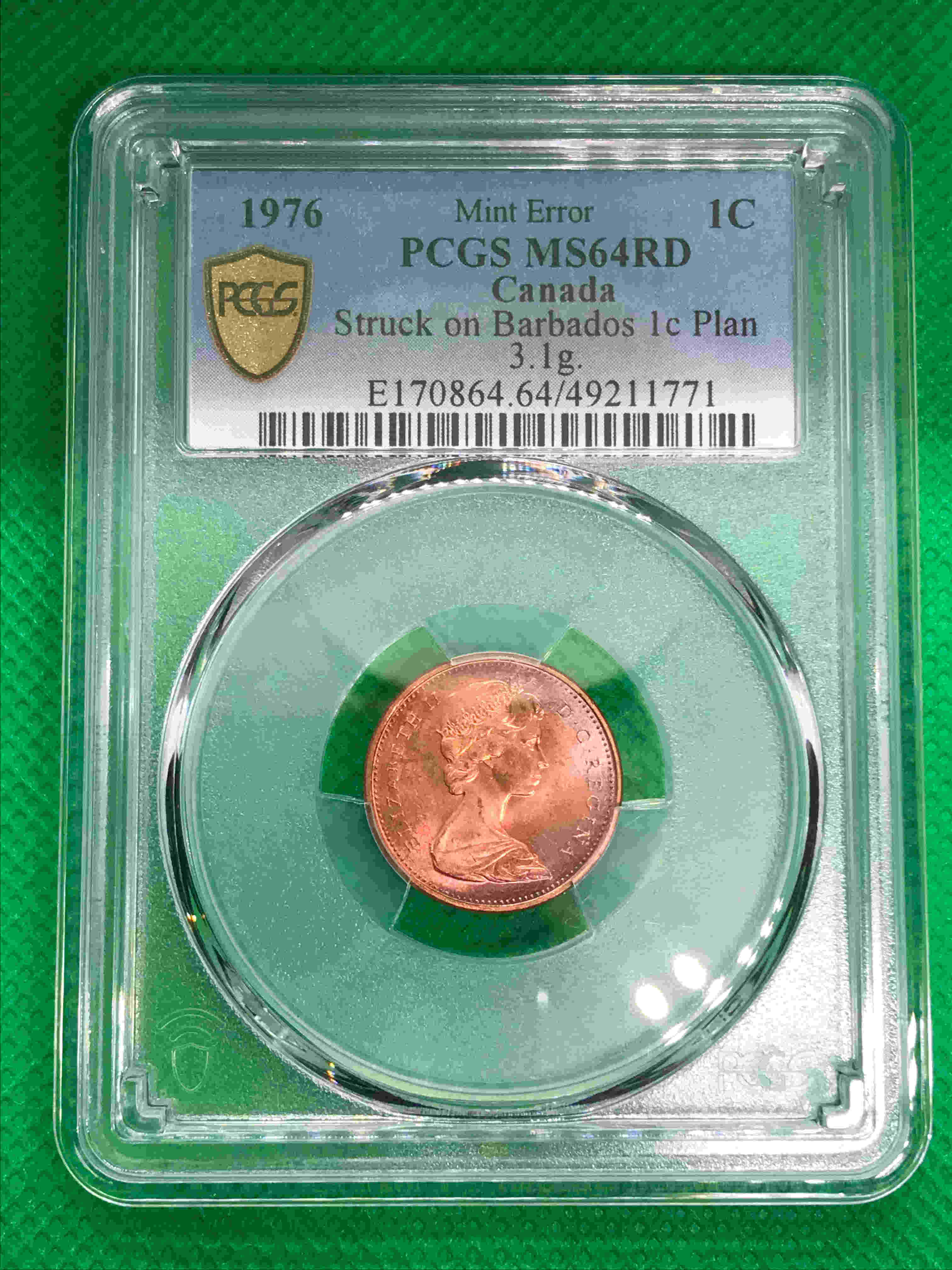 1976-1c-Struck-On-3.1g-Barbados-Planchet-PCGS-MS-64RD