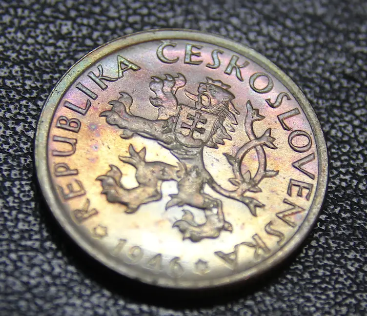 Beautifully-Rainbow-Toned-Czechoslovakian-Coins.-Didn't-Know-Where-Else-To-Post