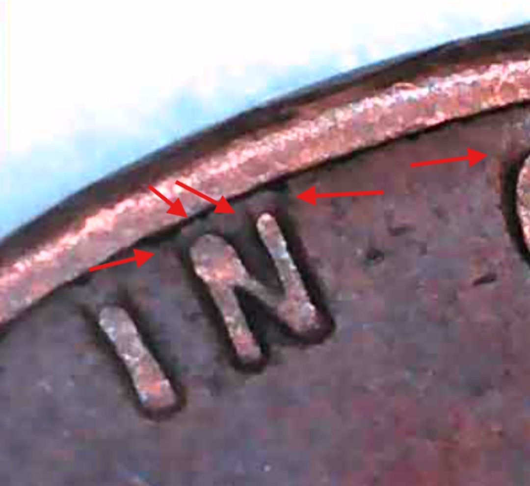 1958-P-1c-DDO-BN.-New-Variety.-Zoom-In!-Detailed-Red-Arrows!