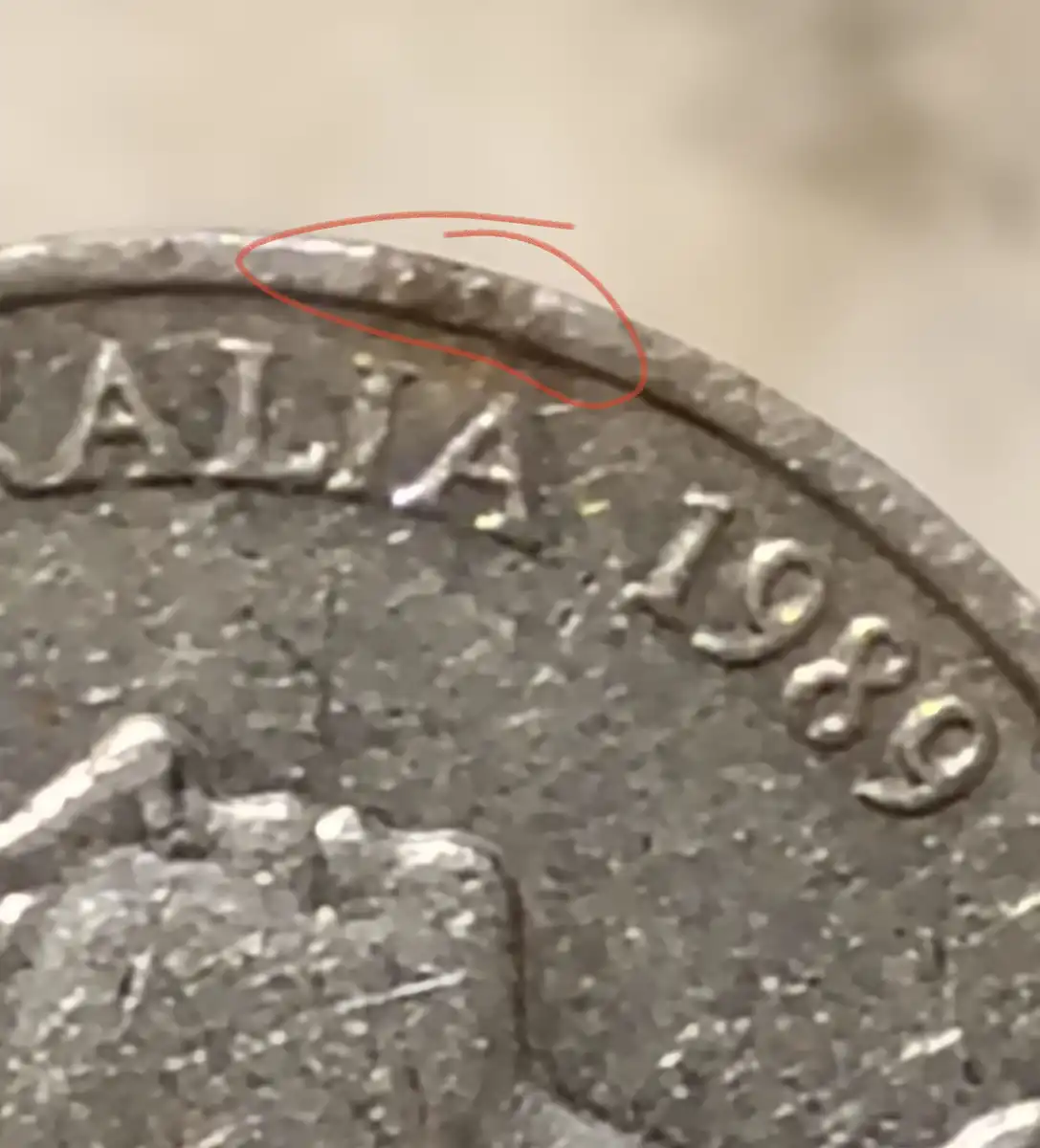 1989-Australian-5-Cent-Coin-With-Double-Stamping-On-The-Spine
