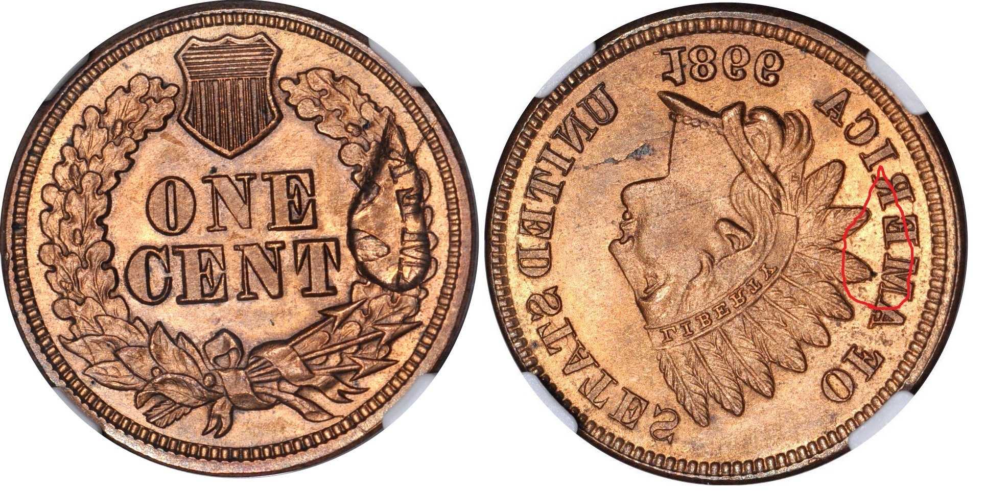 1866-Indian-Head-Cent---Struck-Though-Struck-Fragment