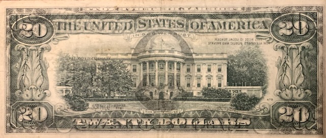 1977-Twenty-Dollar-Bill-With-Offset-Printing-Error-On-Reverse