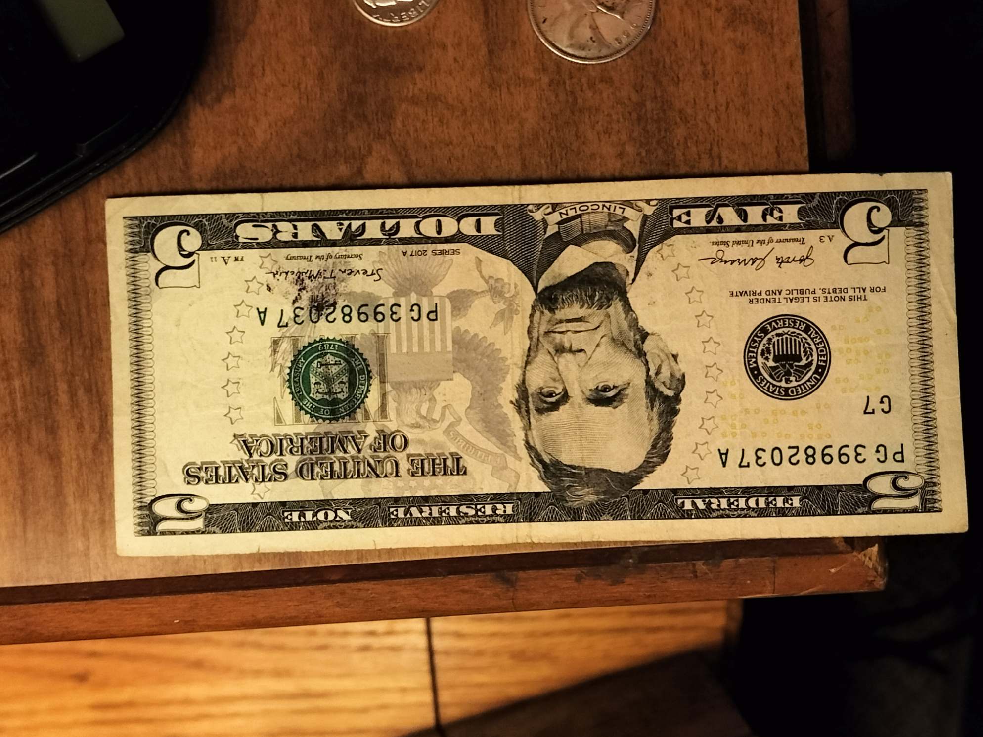 2017-A-$5-Note.-Neat-Ink-Error-Or-Is-There-A-Bunch-Like-This.