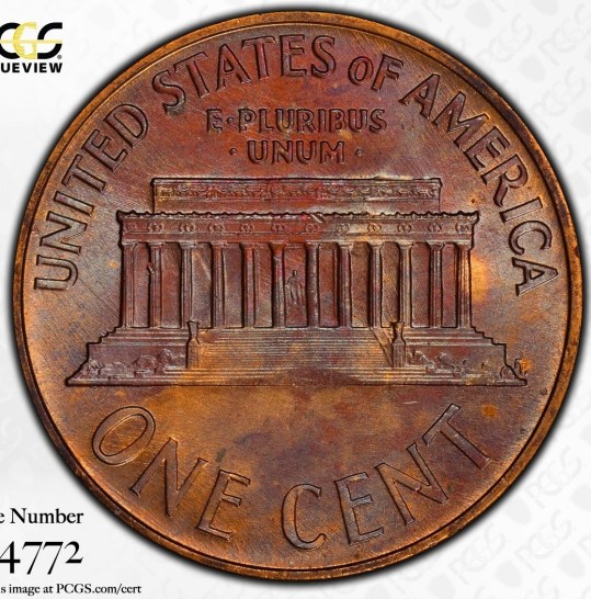 1966-Lincoln-Memorial-Cent,-Toner,--For-Grading
