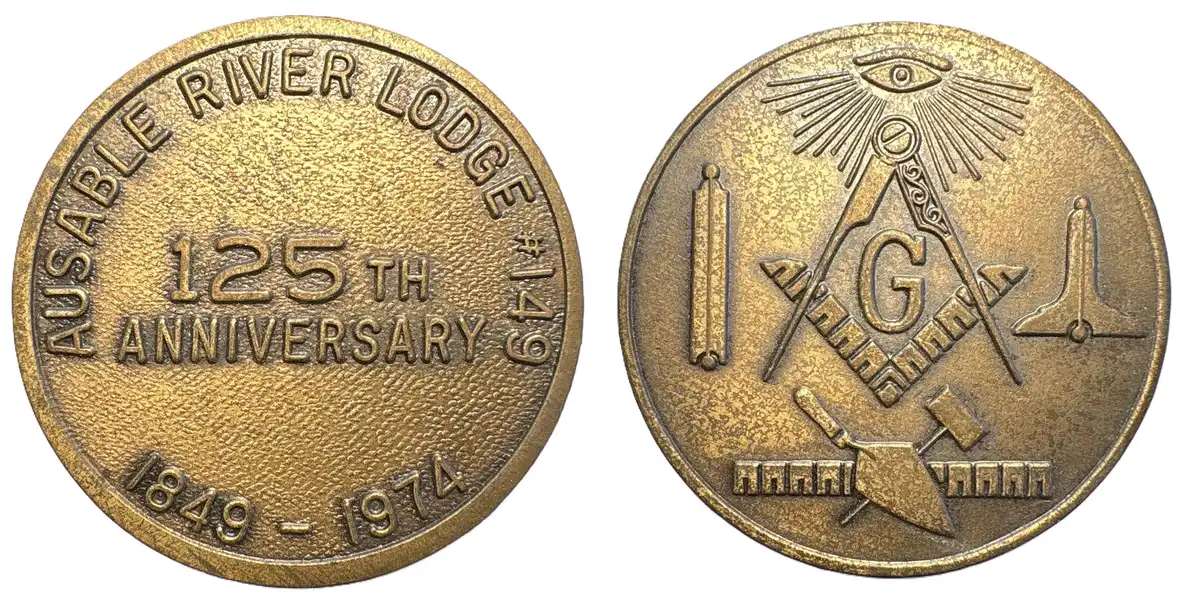 Masonic-Tokens,-Coins-And-Counter-Stamped-Pennies