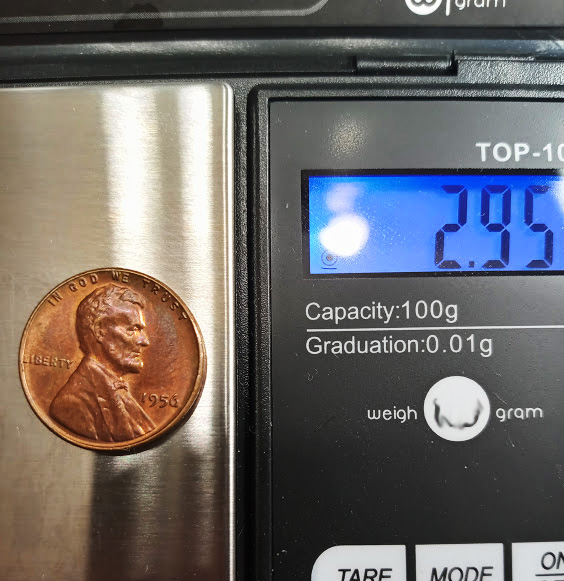 1956--Lincoln-Coin-Weight-2.95-Gr