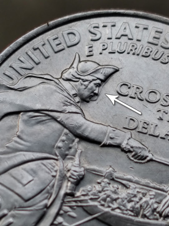 2021---P-Washington-Crossing-The-Delaware.-Bump-Shape-In-Front-Of-Face.