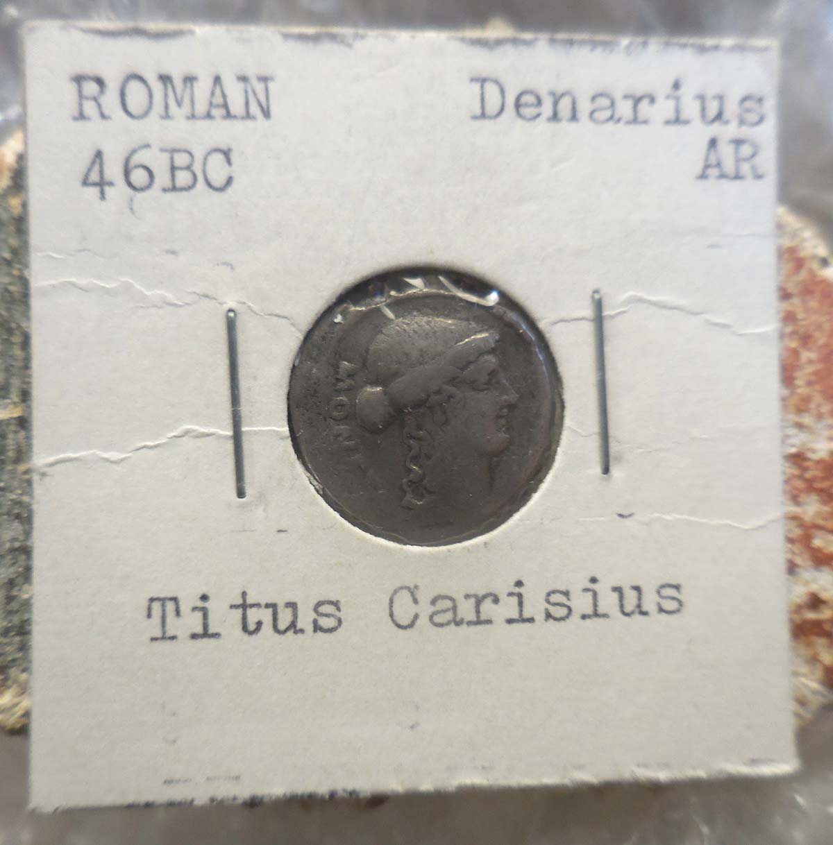 T.-Carisius-Silver-Denarius,-46-Bc,-Image-Of-Coin-Striking-Instruments: