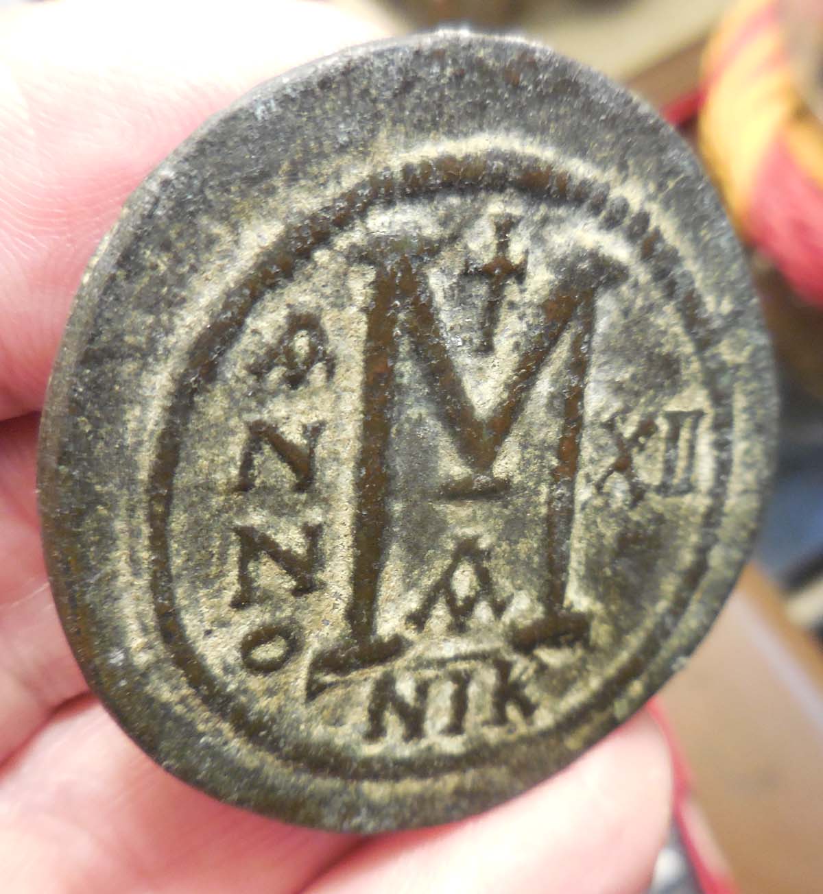 45-MM,-17.83-G-Justinian-Follis-A-/-N-/-N-/-O-And-XII,-538-539-Ad-Nicomedia