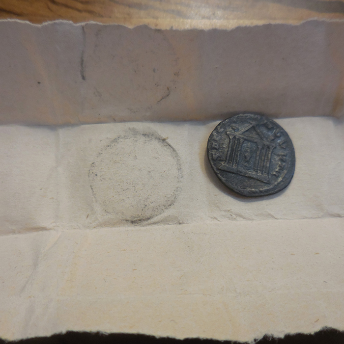 When-Coins-Were-Stored-In-Paper,-Ink-From-The-Well-Label,-Trebonianus-Gallus