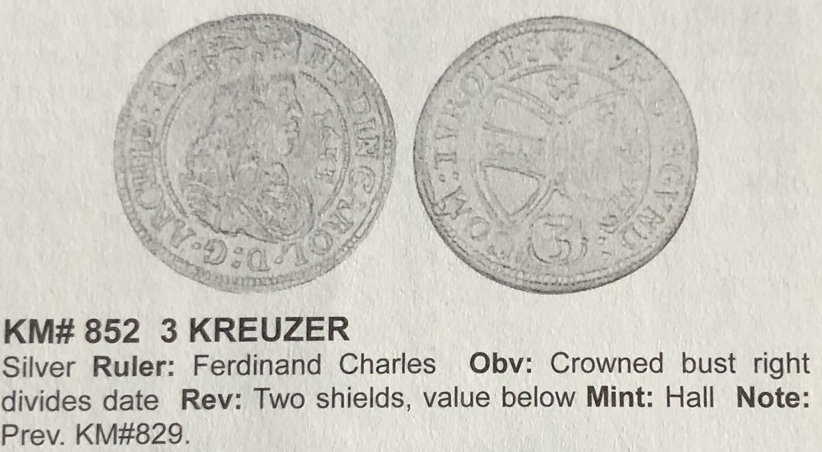 1639-Ferdinand-Charles-3-Kreuzer-Tyrol---Austria-KM#852-Inconsistencies